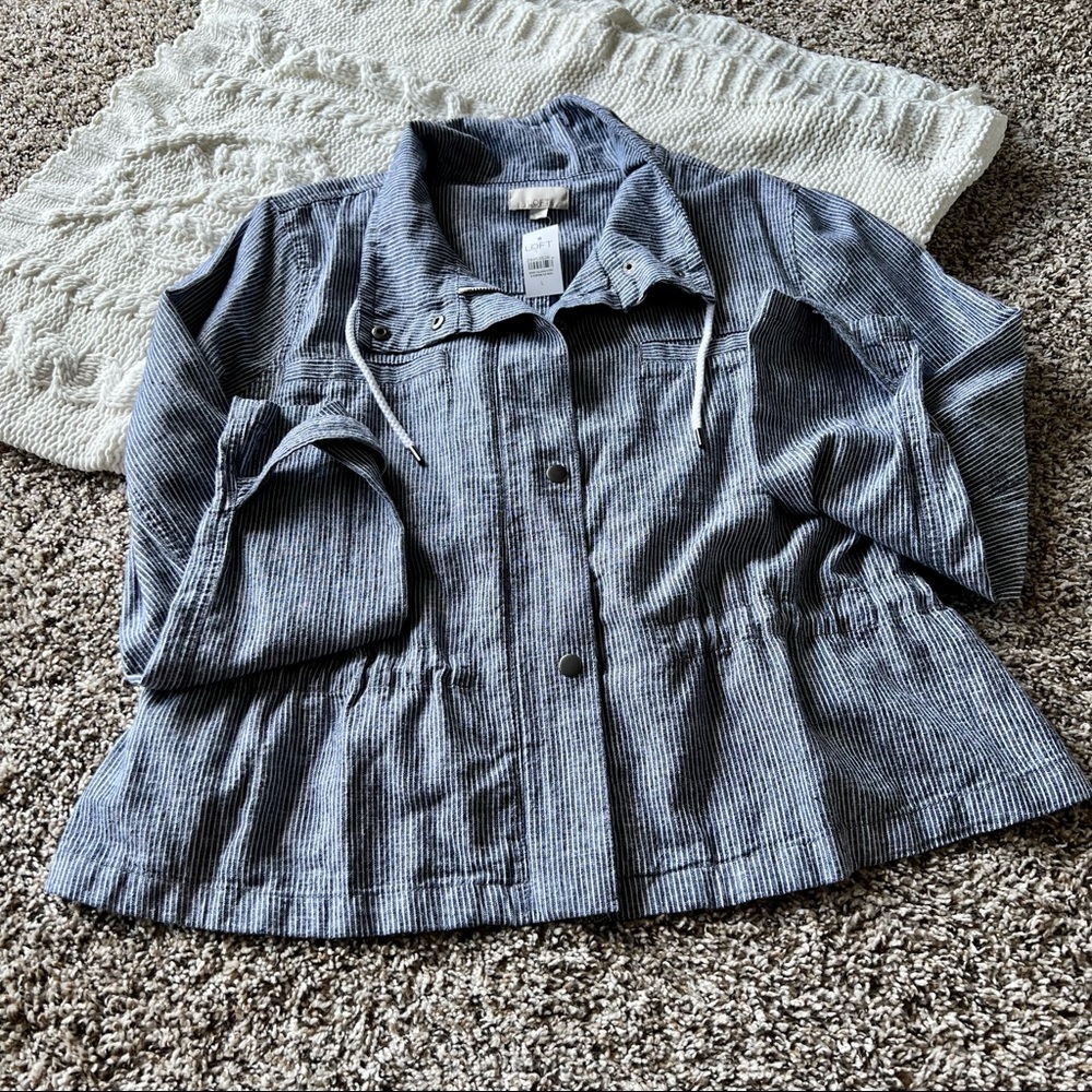 Loft Striped Twill Utility Jacket Size L